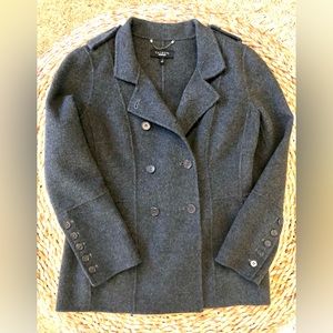 Talbots Women’s Grey Double Breasted Military Jacket/Coat Excellent Condition 14